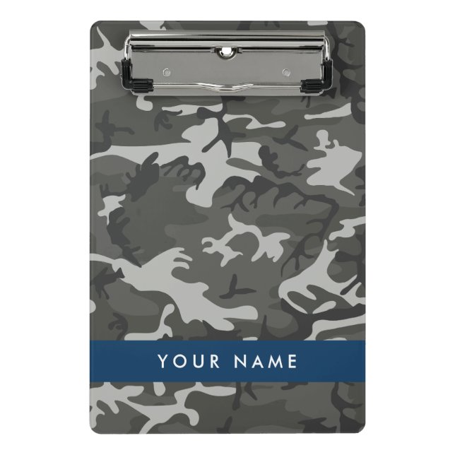 Gray Camouflage Pattern, Your name, Personalize Mini Clipboard (Front)