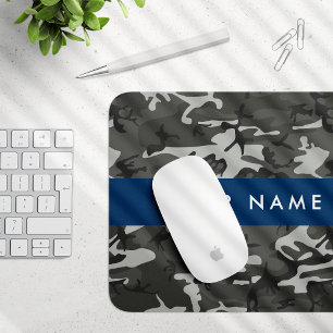Gray Camouflage Pattern, Your name, Personalize Mouse Pad