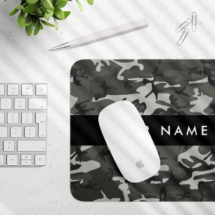 Gray Camouflage Pattern, Your name, Personalize Mouse Pad