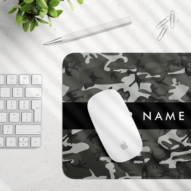 Gray Camouflage Pattern, Your name, Personalize Mouse Pad (Creator Uploaded)