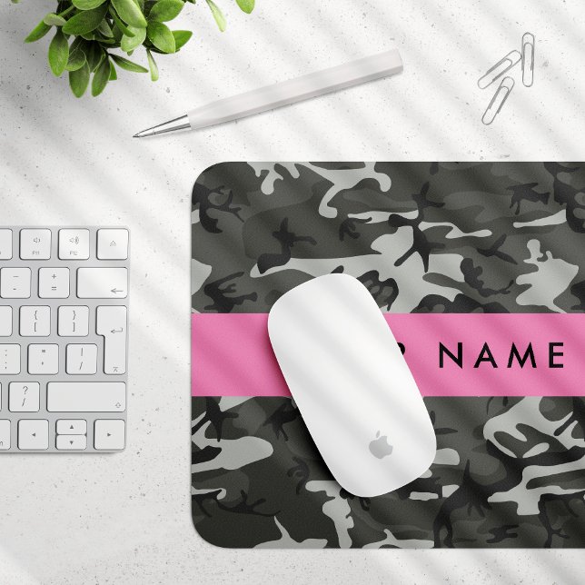 Gray Camouflage Pattern, Your name, Personalize Mouse Pad (Creator Uploaded)