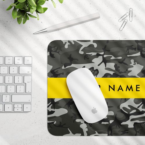 Gray Camouflage Pattern Your name Personalize Mouse Pad