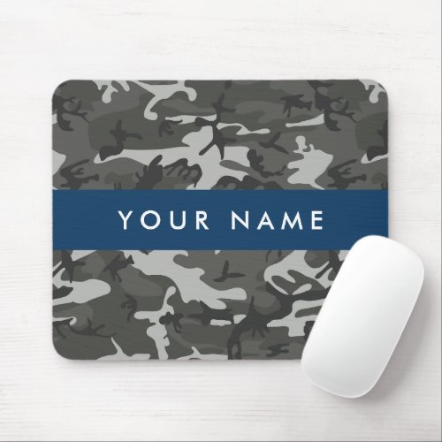 Gray Camouflage Pattern Your name Personalize Mouse Pad