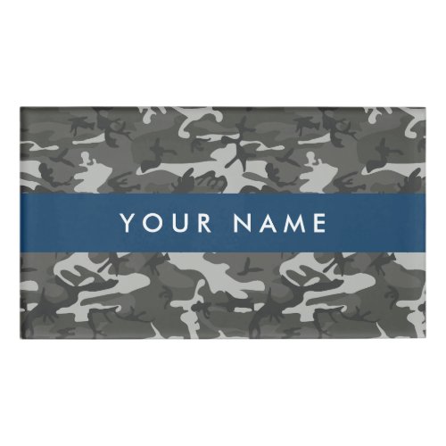 Gray Camouflage Pattern Your name Personalize Name Tag