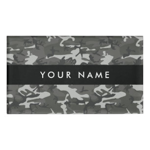 Gray Camouflage Pattern, Your name, Personalize Name Tag