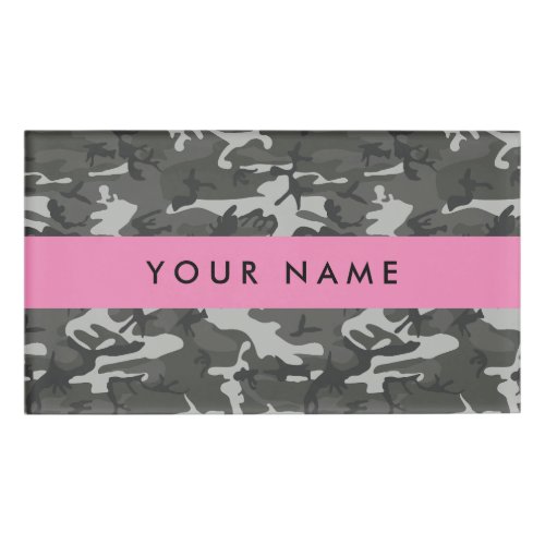 Gray Camouflage Pattern Your name Personalize Name Tag