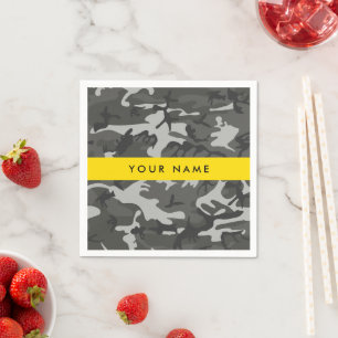 Gray Camouflage Pattern, Your name, Personalize Napkins