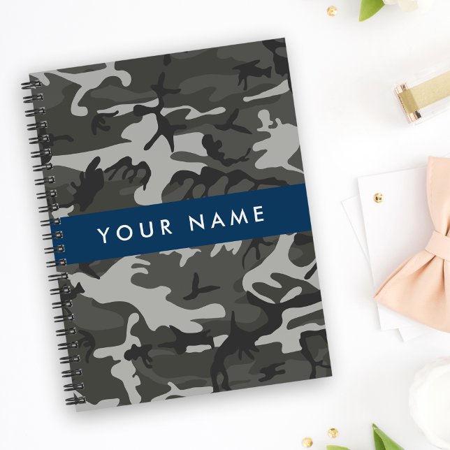Gray Camouflage Pattern, Your name, Personalize Notebook (Creator Uploaded)
