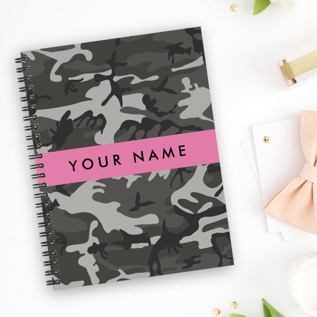 Gray Camouflage Pattern, Your name, Personalize Notebook (Creator Uploaded)