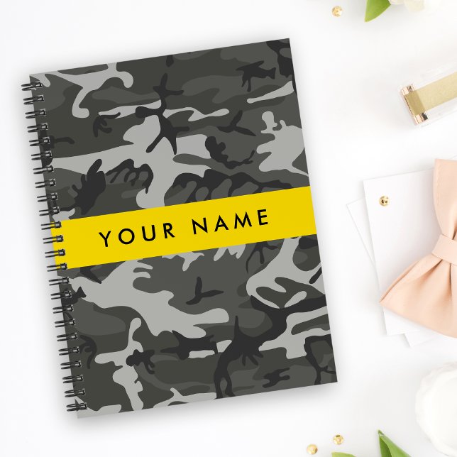 Gray Camouflage Pattern, Your name, Personalize Notebook (Creator Uploaded)
