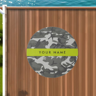 Gray Camouflage Pattern, Your name, Personalize Outdoor Rug
