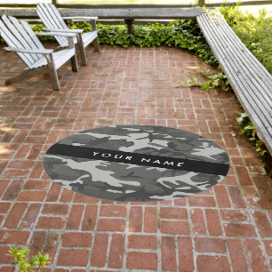 Gray Camouflage Pattern, Your name, Personalize Outdoor Rug