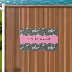 Gray Camouflage Pattern, Your name, Personalize Outdoor Rug