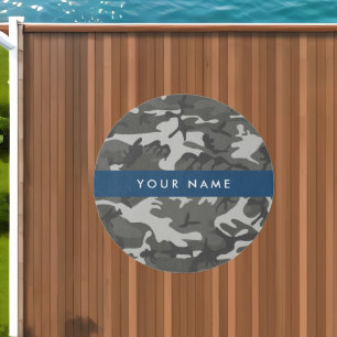 Gray Camouflage Pattern, Your name, Personalize Outdoor Rug