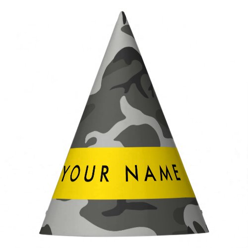 Gray Camouflage Pattern Your name Personalize Party Hat