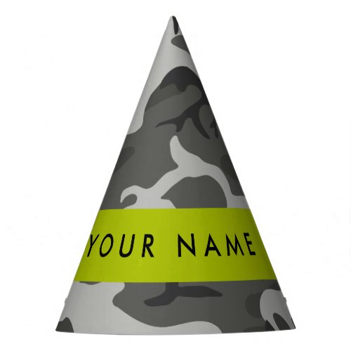 Gray Camouflage Pattern Your name Personalize Party Hat