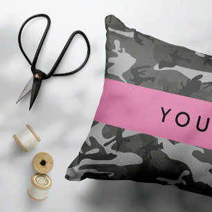 Gray Camouflage Pattern, Your name, Personalize Pet Bed