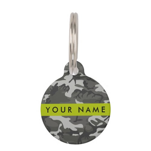 Gray Camouflage Pattern Your name Personalize Pet ID Tag