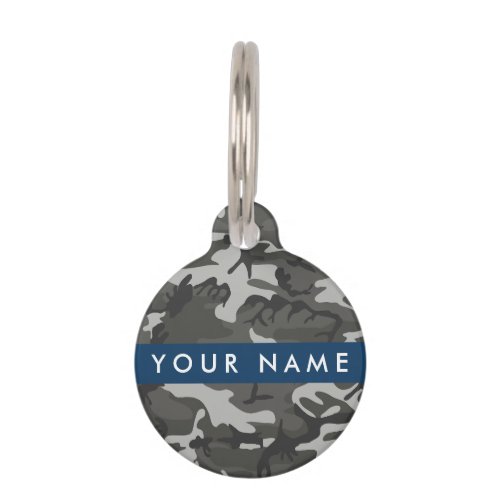 Gray Camouflage Pattern Your name Personalize Pet ID Tag