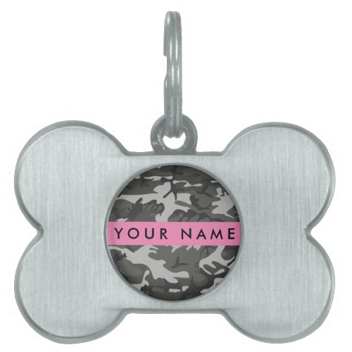 Gray Camouflage Pattern Your name Personalize Pet ID Tag