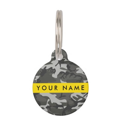 Gray Camouflage Pattern Your name Personalize Pet ID Tag