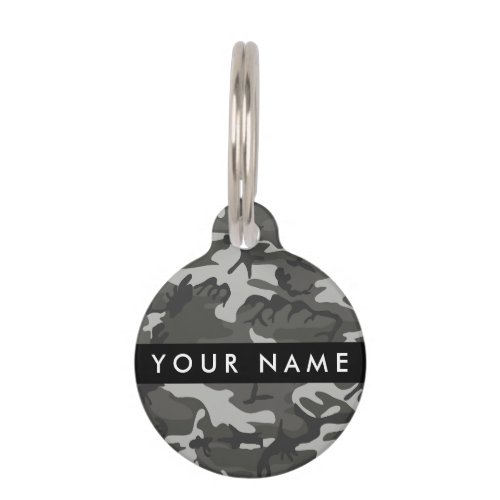 Gray Camouflage Pattern Your name Personalize Pet ID Tag