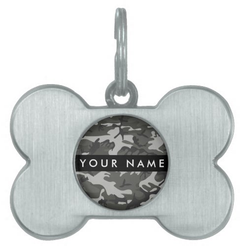 Gray Camouflage Pattern Your name Personalize Pet ID Tag