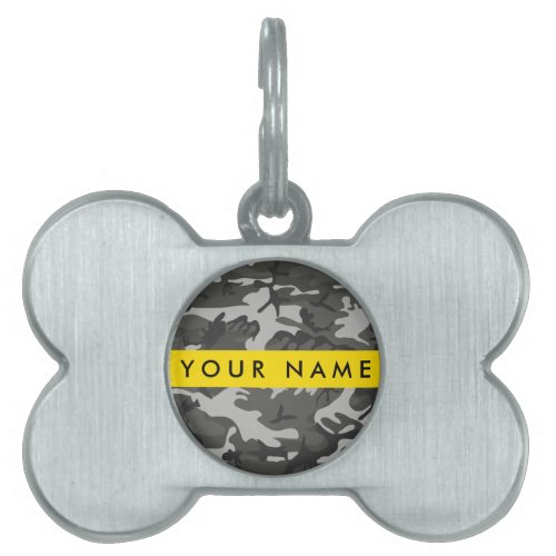 Gray Camouflage Pattern Your name Personalize Pet ID Tag