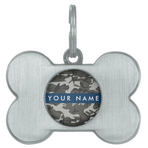 Gray Camouflage Pattern Your name Personalize Pet ID Tag