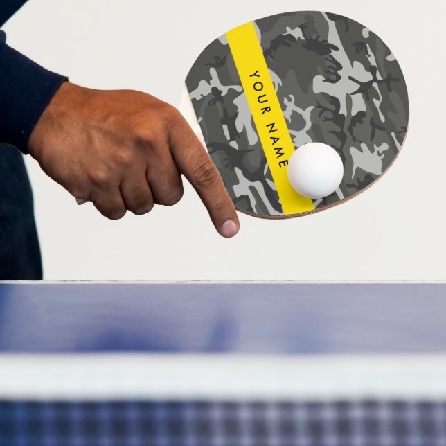 Gray Camouflage Pattern, Your name, Personalize Ping Pong Paddle (Insitu)