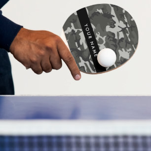 Gray Camouflage Pattern, Your name, Personalize Ping Pong Paddle