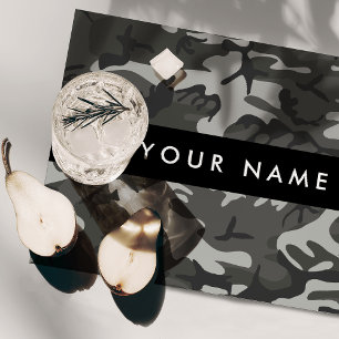 Gray Camouflage Pattern, Your name, Personalize Placemat