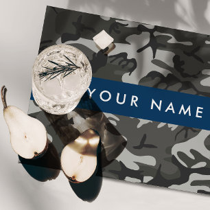 Gray Camouflage Pattern, Your name, Personalize Placemat