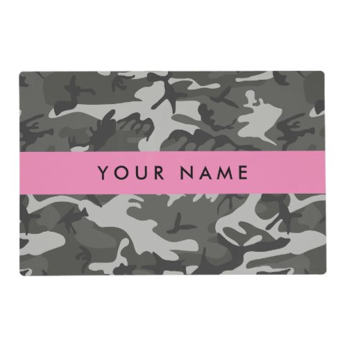 Gray Camouflage Pattern Your name Personalize Placemat