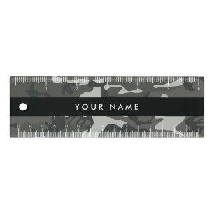 Gray Camouflage Pattern, Your name, Personalize Ruler
