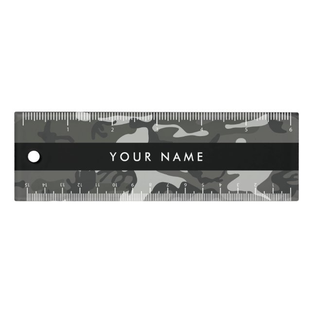 Gray Camouflage Pattern, Your name, Personalize Ruler (Front)