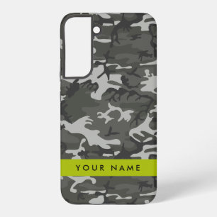 Gray Camouflage Pattern, Your name, Personalize Samsung Galaxy S22+ Case
