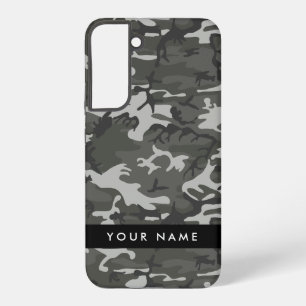 Gray Camouflage Pattern, Your name, Personalize Samsung Galaxy S22+ Case