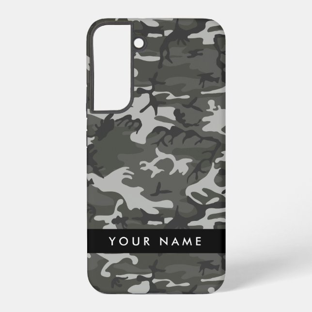 Gray Camouflage Pattern, Your name, Personalize Samsung Galaxy Case (Back)