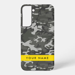 Gray Camouflage Pattern, Your name, Personalize Samsung Galaxy S22+ Case