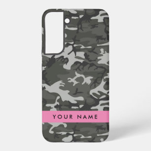 Gray Camouflage Pattern, Your name, Personalize Samsung Galaxy S22+ Case
