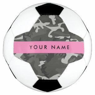Gray Camouflage Pattern, Your name, Personalize Soccer Ball