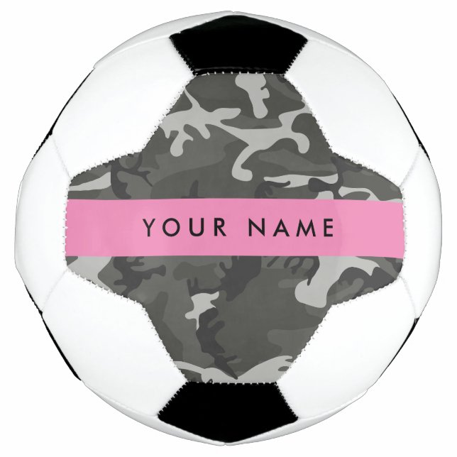 Gray Camouflage Pattern, Your name, Personalize Soccer Ball (Front)