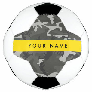 Gray Camouflage Pattern, Your name, Personalize Soccer Ball