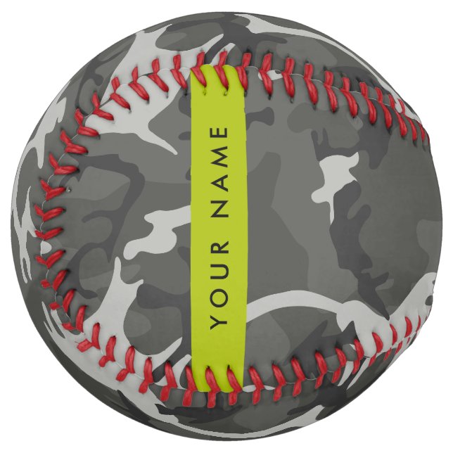 Gray Camouflage Pattern, Your name, Personalize Softball (Front Left)