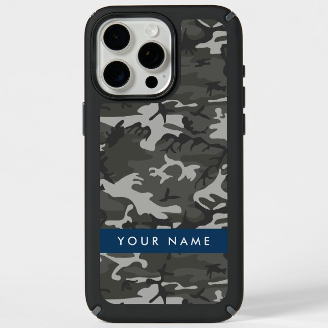 Gray Camouflage Pattern, Your name, Personalize Speck iPhone Case (Front)