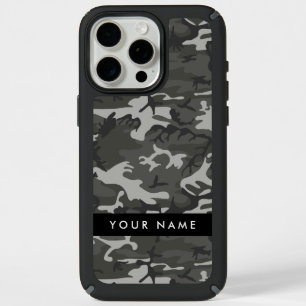 Gray Camouflage Pattern, Your name, Personalize iPhone 15 Pro Max Case