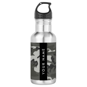Gray Camouflage Pattern, Your name, Personalize Stainless Steel Water Bottle