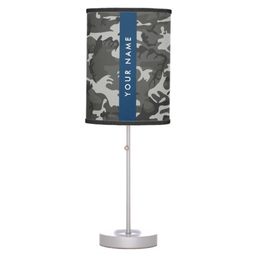 Gray Camouflage Pattern Your name Personalize Table Lamp