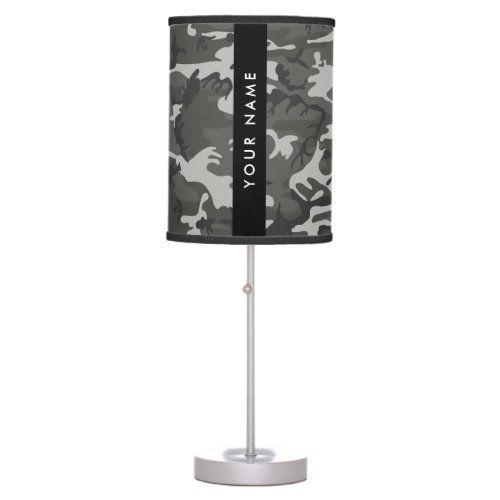 Gray Camouflage Pattern Your name Personalize Table Lamp